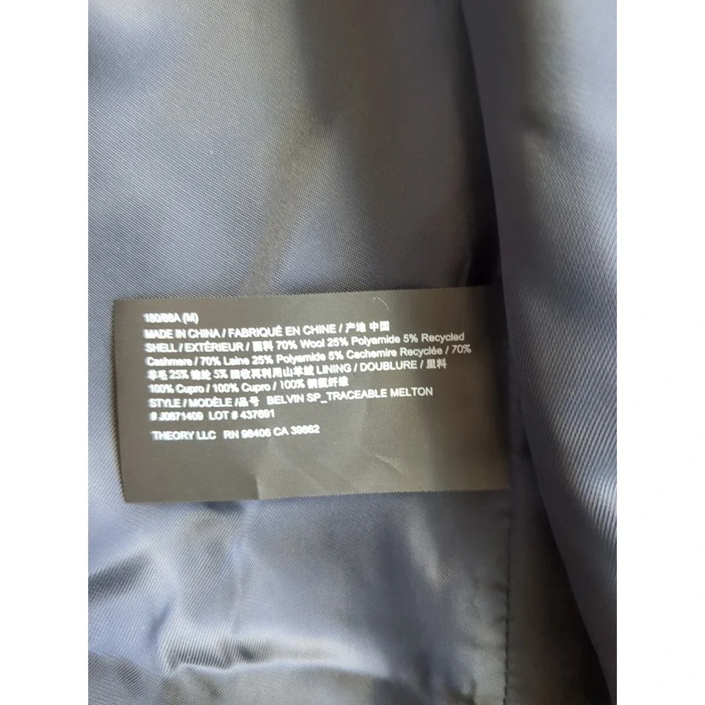 Theory Mens M Belvin Urban Melton‎ Navy Blue Wool Cashmere Blend Coat